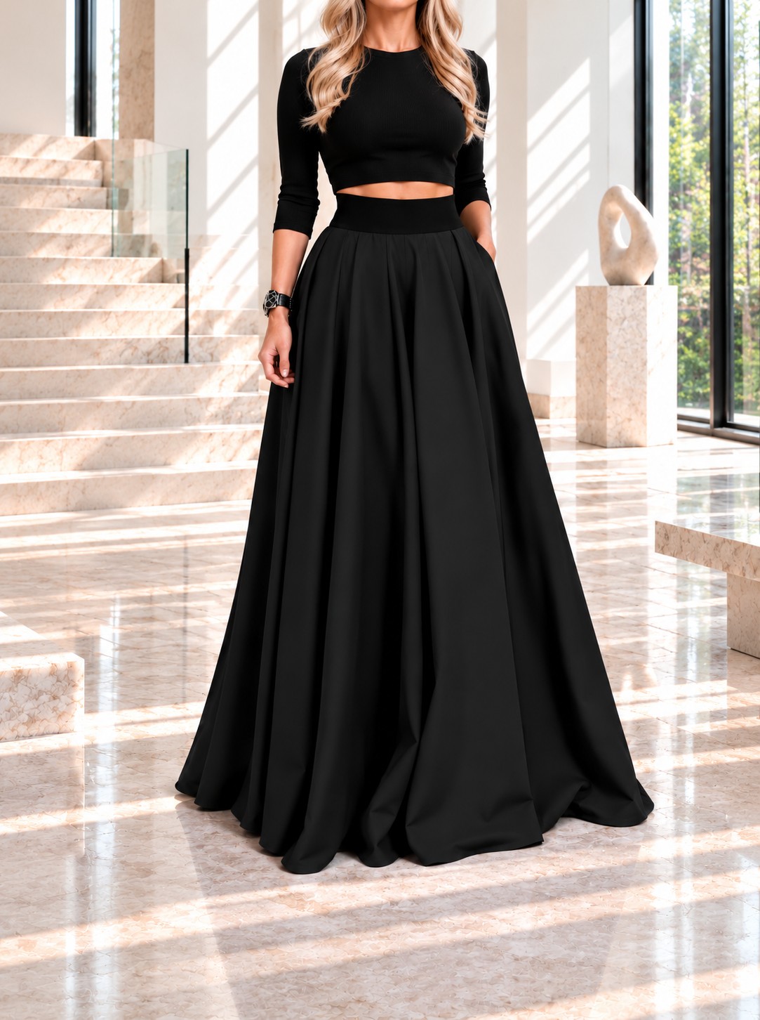 Dlouhá sukně - maxi sukně BOROS-SK-L-BLACK 05